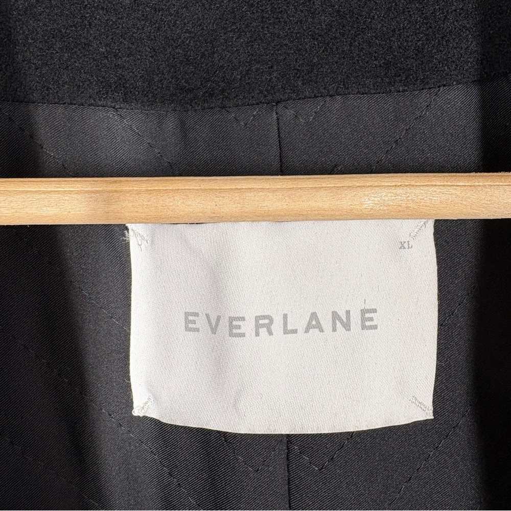 EVERLANE Mens Modern Peacoat Wool Cashmere Double Breasted Size XL Black - Picture 12 of 16